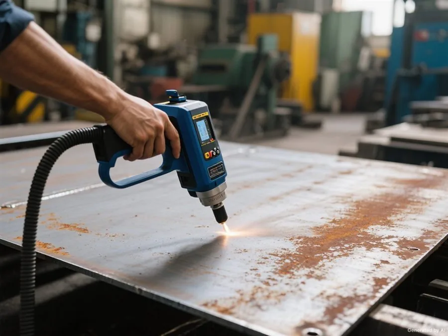 Laser cleaning a stainless steel weld seam