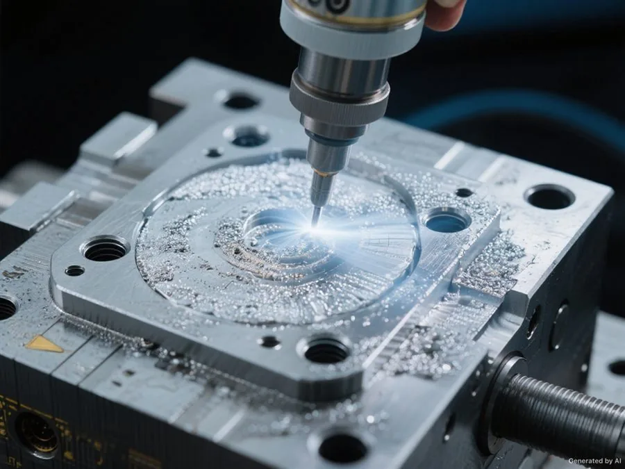 Technician cleaning the protective window of a laser head