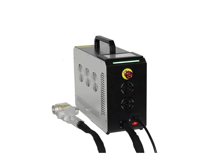 Pulsed laser cleaning machine removing rust