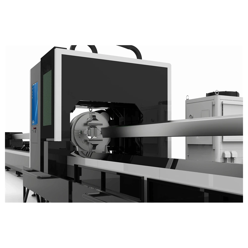 Pipe laser cutting machine divided into feeding and cutting zones