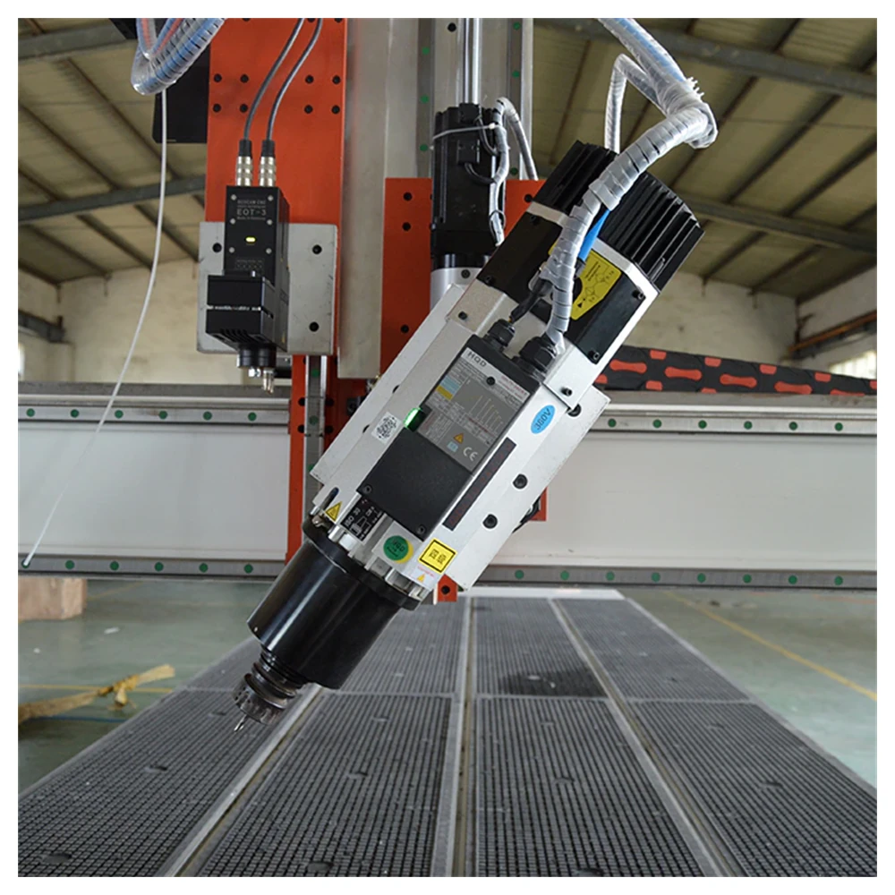 Four-axis router gantry over a large 3D workpiece