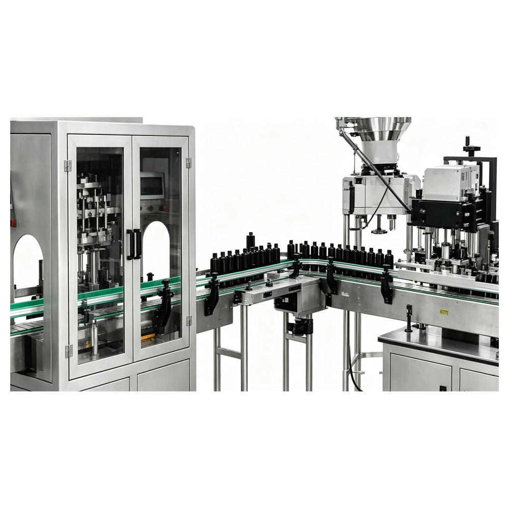 Bottle guide rails on the filling machine conveyor