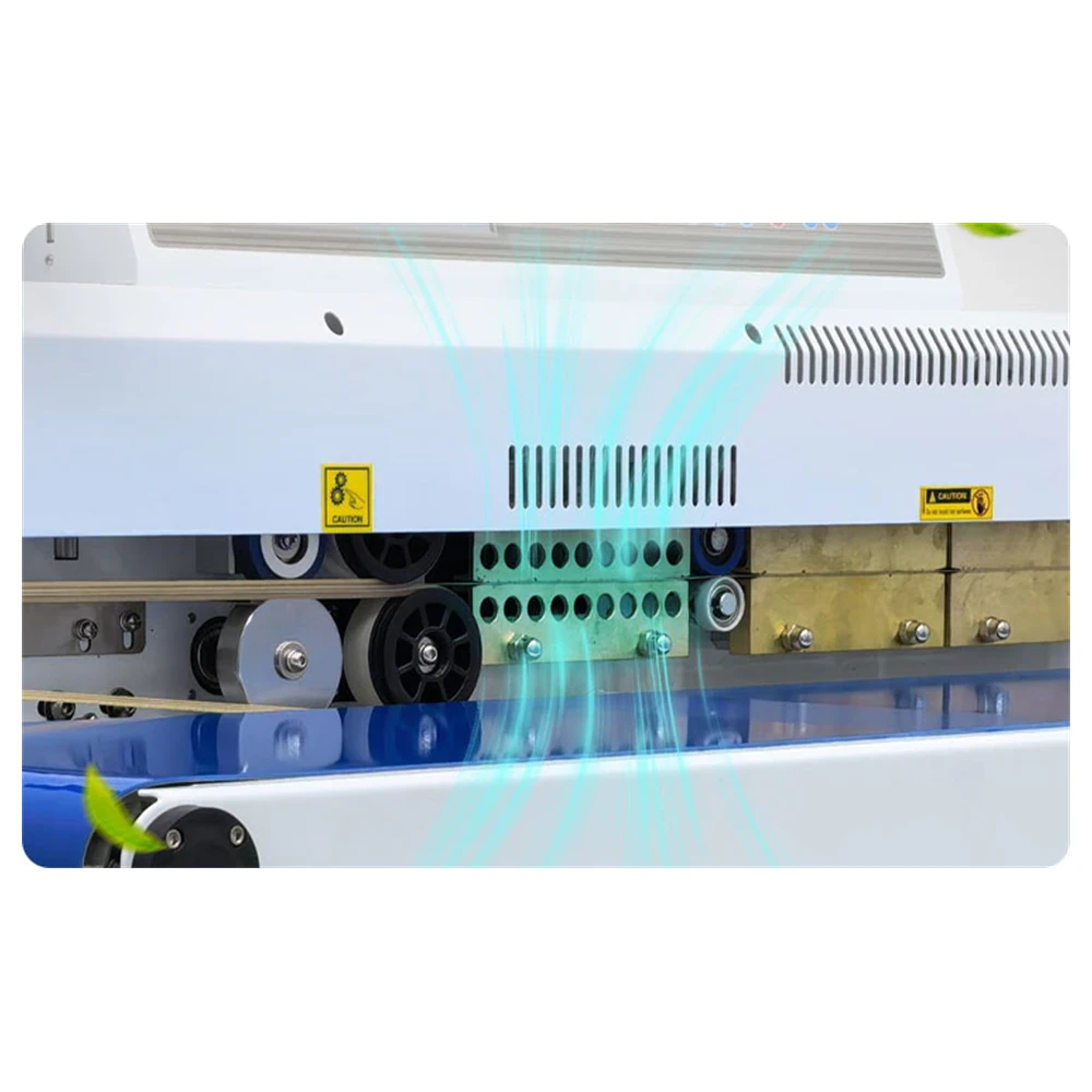 Laser coding sealing machine working on a production line