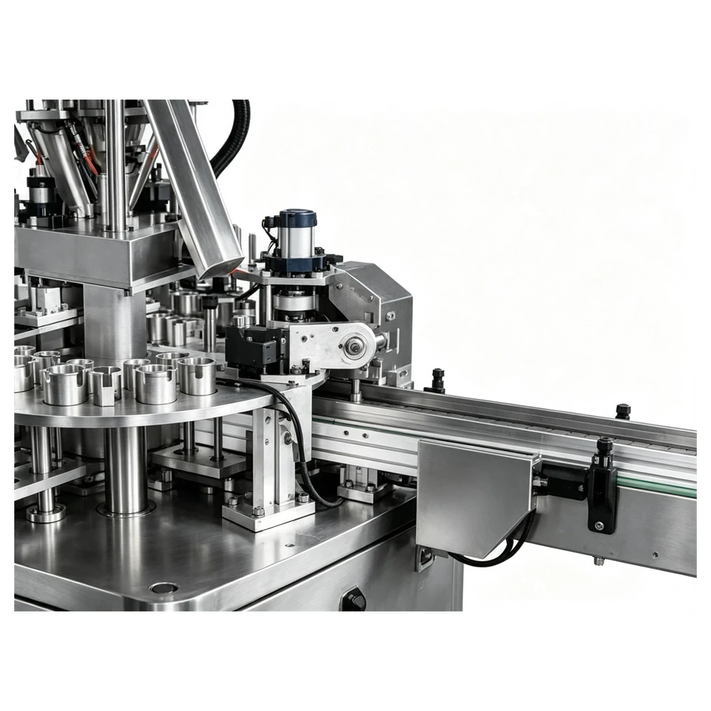 Filling head and cup mould on the machine