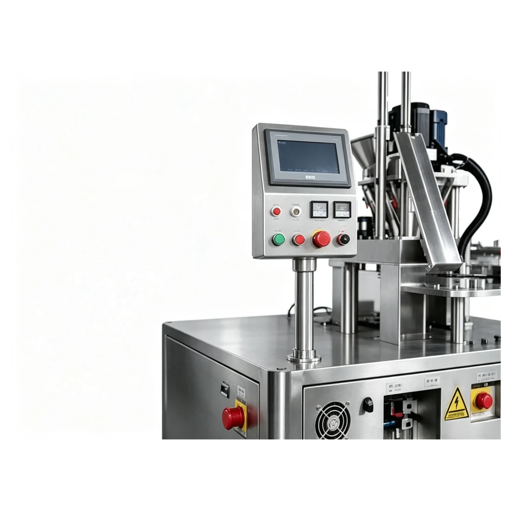 Film sealing and cutting station on the machine