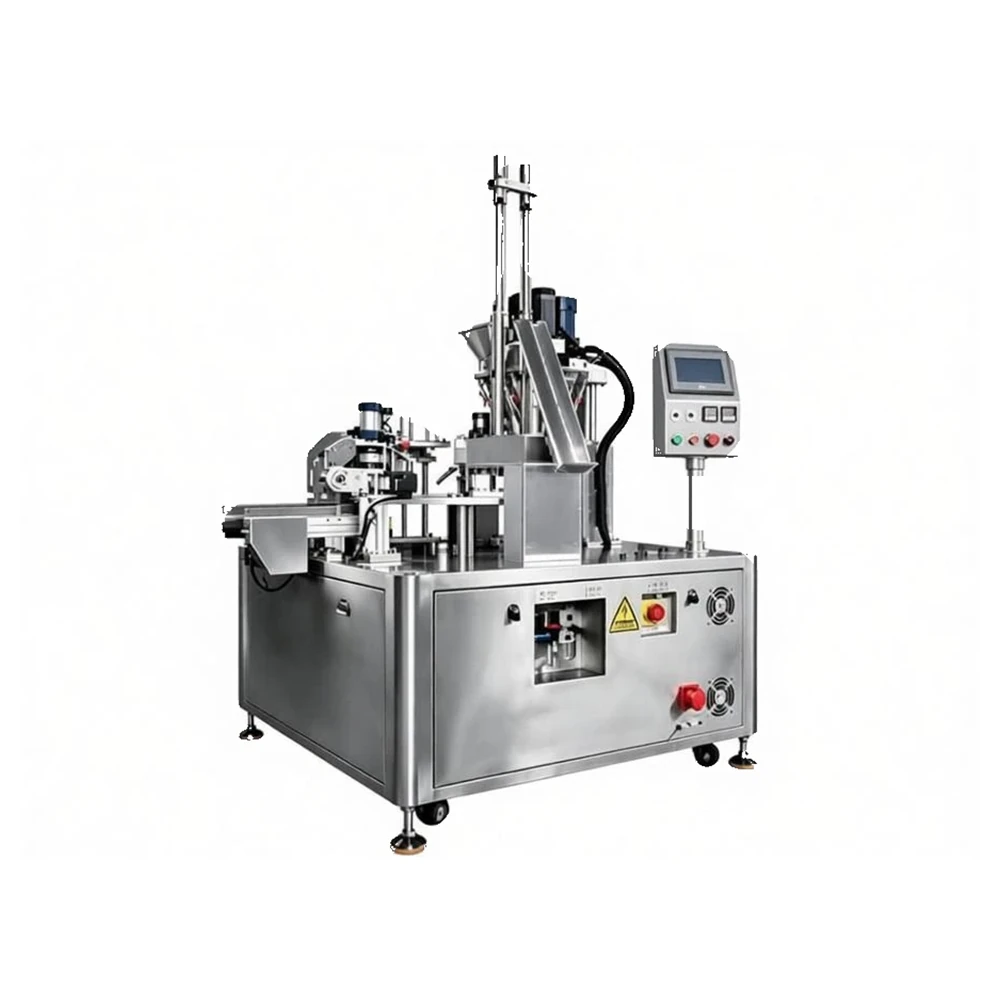 Rotary filling and sealing machine with multi-station indexing table