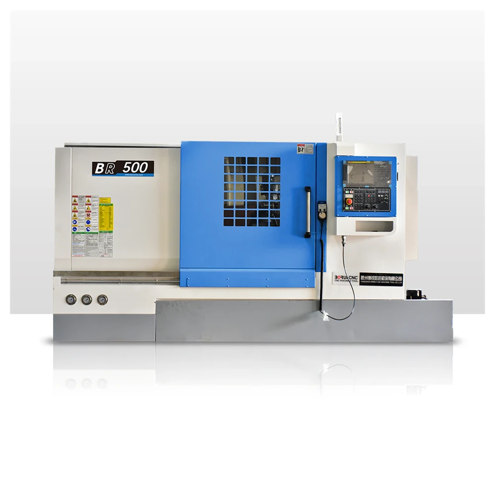 45 degree slant bed and linear guideways on the BR-500 CNC lathe