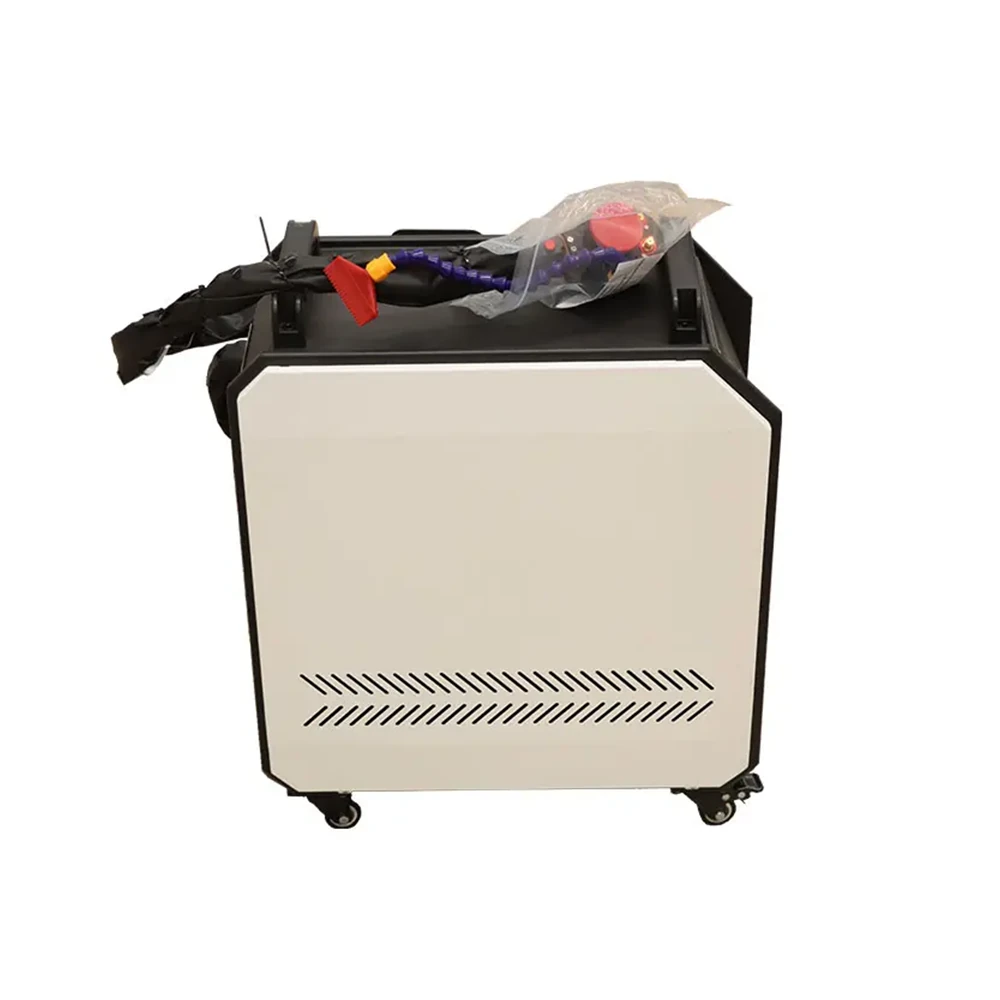Trolley-case pulsed laser cleaning machine with retractable handle